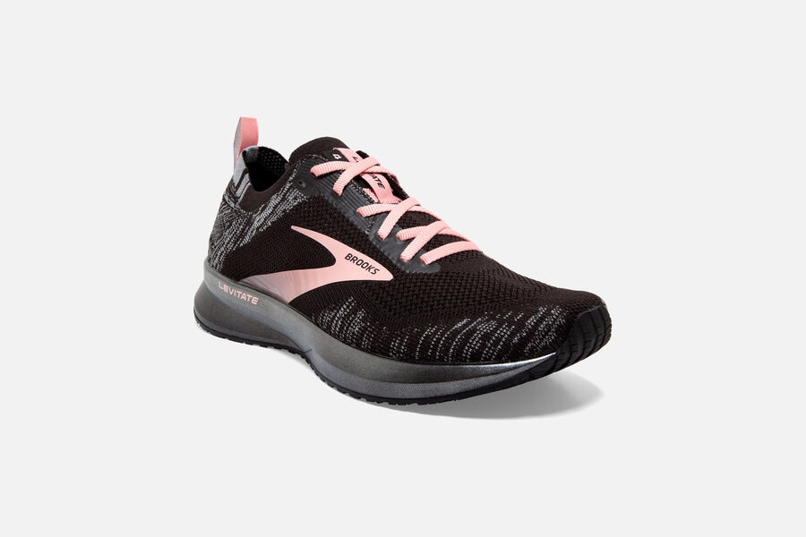 Brooks Running Shoes - Levitate 4 Road Womens - Black/Grey/Pink - PST-163740